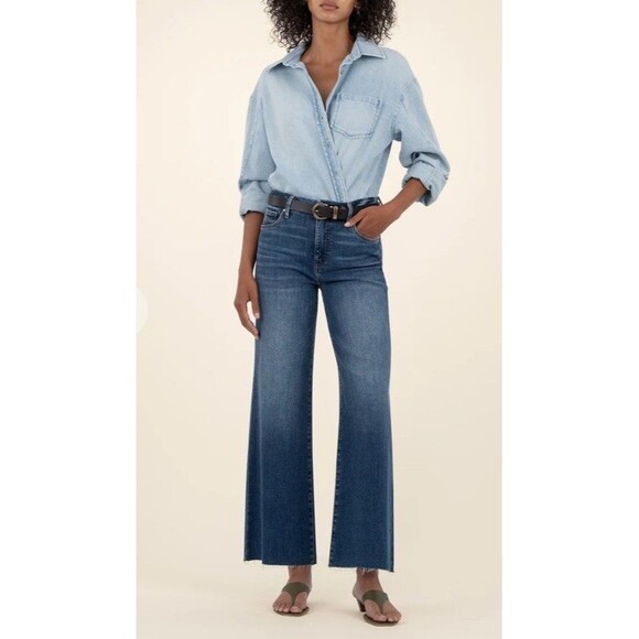 KUT From The Kloth Meg Women’s 10 High Rise Fab Ab Wide Leg Jeans Medium Wash - Picture 1 of 12